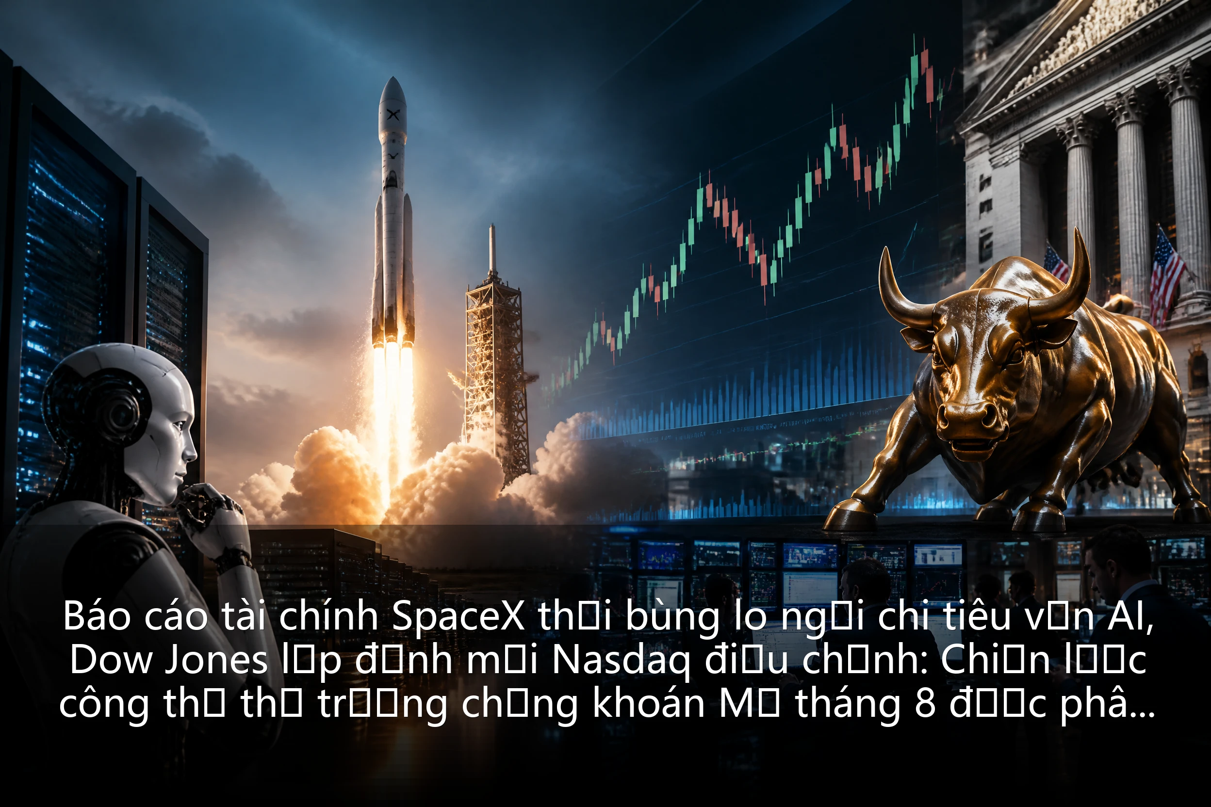 Báo cáo tài chính SpaceX thổi bùng lo ngại chi tiêu vốn AI, Dow Jones lập đỉnh mới Nasdaq điều chỉnh: Chiến lược công thủ thị trường chứng khoán Mỹ tháng 8 được phân tích thực chiến